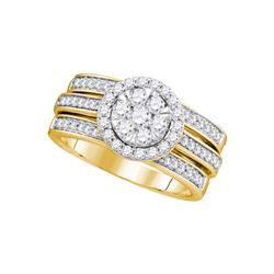 1 CTW Diamond Cluster Bridal Engagement Ring 14KT Yellow Gold - REF-134Y9X