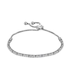 1.05 CTW Diamond Bolo Bracelet 14KT White Gold - REF-116K9W