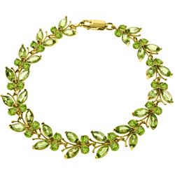 Genuine 16.5 ctw Peridot Bracelet Jewelry 14KT Yellow Gold - REF-179M2T