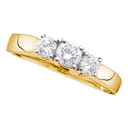 0.27 CTW Diamond 3-stone Bridal Engagement Ring 14KT Yellow Gold - REF-27W7K