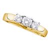 Image 1 : 0.27 CTW Diamond 3-stone Bridal Engagement Ring 14KT Yellow Gold - REF-27W7K