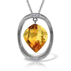 Genuine 11.85 ctw Citrine & Diamond Necklace Jewelry 14KT White Gold - REF-112N4R