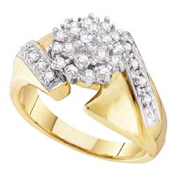 0.50 CTW Diamond Flower Cluster Ring 10KT Yellow Gold - REF-49M5H