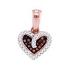 Image 1 : 0.10 CTW Red Color Diamond Small Heart Love Pendant 10KT Rose Gold - REF-12W2K