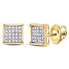 Image 1 : 0.15 CTW Diamond Square Cluster Stud Earrings 10KT Yellow Gold - REF-8M9H