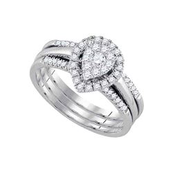 0.51 CTW Diamond Teardrop 3-Piece Bridal Engagement Ring 14k White Gold - REF-71Y3X