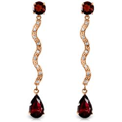 Genuine 4.35 ctw Garnet & Diamond Earrings Jewelry 14KT Rose Gold - REF-62N3R