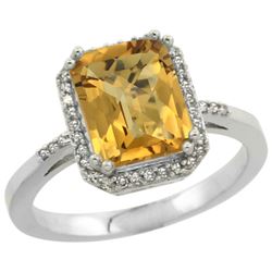 Natural 2.63 ctw Whisky-quartz & Diamond Engagement Ring 14K White Gold - REF-42K2R