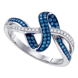 0.25 CTW Blue Color Diamond Ring 10KT White Gold - REF-32X9Y