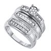 Image 1 : 0.24 CTW His & Hers Diamond Cluster Matching Bridal Ring 10KT White Gold - REF-37Y5X