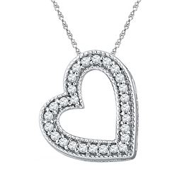 0.12 CTW Diamond Heart Love Pendant 10KT White Gold - REF-9H7M