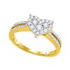 Image 1 : 0.50 CTW Diamond Heart Split-shank Ring 14KT Yellow Gold - REF-64H4M
