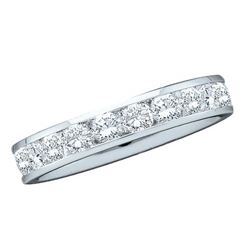 1 CTW Diamond Single Row Wedding Ring 14KT White Gold - REF-134F9N