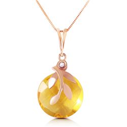 Genuine 5.32 ctw Citrine & Diamond Necklace Jewelry 14KT Rose Gold - REF-31N2R