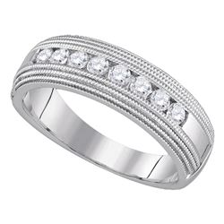 0.50 CTW Mens Diamond Milgrain Wedding Anniversary Ring 10KT White Gold - REF-59X9Y
