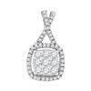 Image 1 : 0.50 CTW Diamond Square Cluster Pendant 10KT White Gold - REF-36X2Y