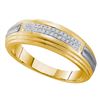 Image 1 : 0.10 CTW Mens Diamond Double Row Wedding Ring 10KT Yellow Two-tone Gold - REF-26W9K