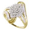 Image 1 : 0.52 CTW Diamond Cluster Swirl Shank Ring 10KT Yellow Gold - REF-34H4M