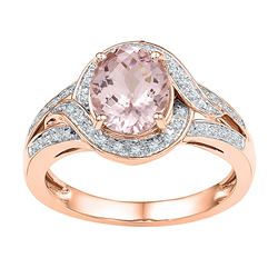 1.63 CTW Oval Natural Morganite Solitaire Diamond Ring 10KT Rose Gold - REF-67W4K