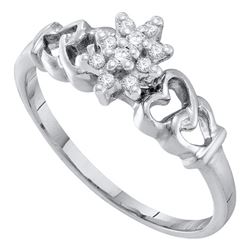 0.13 CTW Prong-set Diamond Small Cluster Ring 10KT White Gold - REF-12N2F