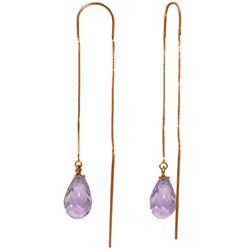 Genuine 4.5 ctw Amethyst Earrings Jewelry 14KT Rose Gold - REF-20Z4N