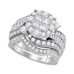 2.03 CTW Princess Diamond Soleil Bridal Engagement Ring 14KT White Gold - REF-269Y9X