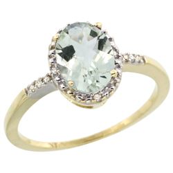 Natural 1.2 ctw Green-amethyst & Diamond Engagement Ring 10K Yellow Gold - REF-16H9W