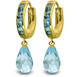 Genuine 5.35 ctw Blue Topaz Earrings Jewelry 14KT Yellow Gold - REF-43N6R