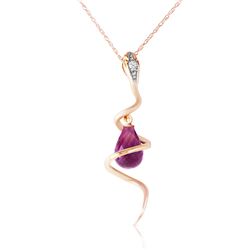 Genuine 2.28 ctw Amethyst & Diamond Necklace Jewelry 14KT Yellow Gold - REF-49X3M