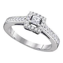 0.49 CTW Princess Diamond Solitaire Bridal Engagement Ring 14KT White Gold - REF-71W9K