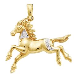 0.05 CTW Diamond Horse Mare Animal Pendant 10KT Yellow Gold - REF-26Y9X