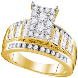 0.92 CTW Diamond Rectangle Cluster Bridal Engagement Ring 10KT Yellow Gold - REF-68H9M