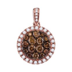 1.01 CTW Brown Diamond Circle Cluster Pendant 14KT Rose Gold - REF-83N9F