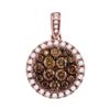 Image 1 : 1.01 CTW Brown Diamond Circle Cluster Pendant 14KT Rose Gold - REF-83N9F