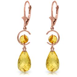 Genuine 11 ctw Citrine Earrings Jewelry 14KT Rose Gold - REF-46N7R