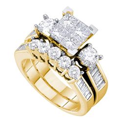 3 CTW Princess Diamond Bridal Engagement Ring 14KT Yellow Gold - REF-449N9F