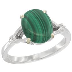 Natural 2.76 ctw Malachite & Diamond Engagement Ring 10K White Gold - REF-22W3K