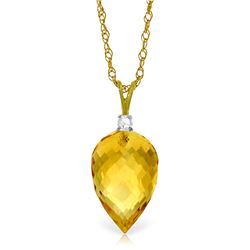 Genuine 9.55 ctw Citrine & Diamond Necklace Jewelry 14KT Yellow Gold - REF-25R3P