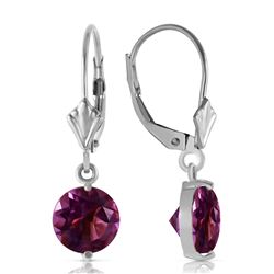 Genuine 3.1 ctw Amethyst Earrings Jewelry 14KT White Gold - REF-34N3R