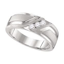 0.25 CTW Mens Diamond Wedding Anniversary Ring 10KT White Gold - REF-67X4Y