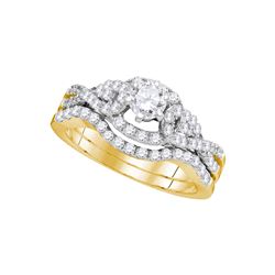 1 CTW Diamond Woven Bridal Wedding Engagement Ring 14k Yellow Gold - REF-142H4M