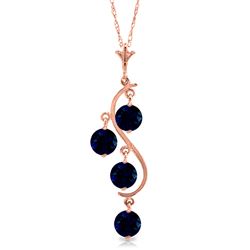 Genuine 2 ctw Sapphire Necklace Jewelry 14KT Rose Gold - REF-36Y9F