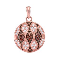 0.33 CTW Red Color Diamond Circle Pendant 10KT Rose Gold - REF-20X9Y