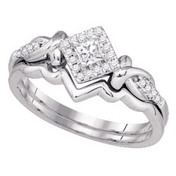 0.25 CTW Princess Diamond Bridal Engagement Ring 10KT White Gold - REF-34K4W