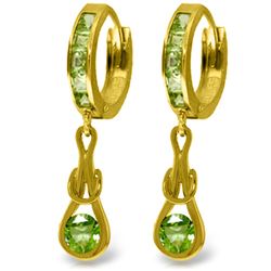 Genuine 2.3 ctw Peridot Earrings Jewelry 14KT Yellow Gold - REF-74A6K