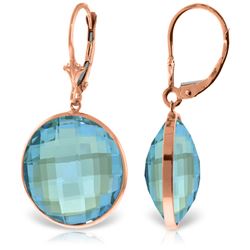 Genuine 46 ctw Blue Topaz Earrings Jewelry 14KT Rose Gold - REF-92R2P