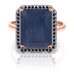 Genuine 6.6 ctw Sapphire & Black Diamond Ring Jewelry 14KT Rose Gold - REF-111T7A