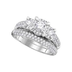 1.33 CTW 3-stone Diamond Bridal Wedding Engagement Ring 14k White Gold - REF-202Y5X