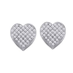 0.10 CTW Diamond Heart Screwback Earrings 10KT White Gold - REF-8X9Y