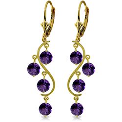 Genuine 4.95 ctw Amethyst Earrings Jewelry 14KT Yellow Gold - REF-53P8H